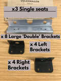 VW Transporter T5 T6 - REINFORCEMENT PLATE BRACKETS - x3 Single Kombi Rear Seats