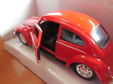 GENUINE VOLKSWAGEN BEETLE MODEL CAR - PULL BACK - OPENING DOORS - NEW BOXED