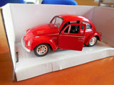 GENUINE VOLKSWAGEN BEETLE MODEL CAR - PULL BACK - OPENING DOORS - NEW BOXED