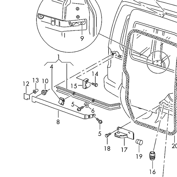 Volkswagen Caddy 03+  Side loading door rail trim grommet retainer - 13 on image