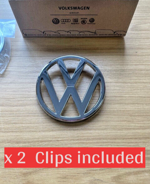 Genuine Volkswagen front VW Grille Badge Chrome - T25 Golf Caddy MK1 - New NOS