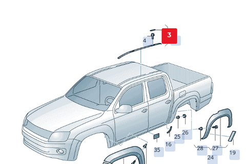 Volkswagen Amarok 2011-2022 - roof rail cap insert trim - Genuine VW New - x 1