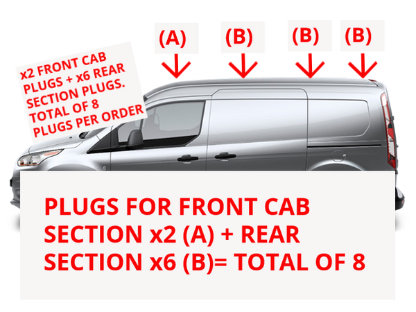 FORD TRANSIT CONNECT 14+ ROOF RACK GROMMET PLUG CAP - FULL KIT x8 PIECE- GENUINE