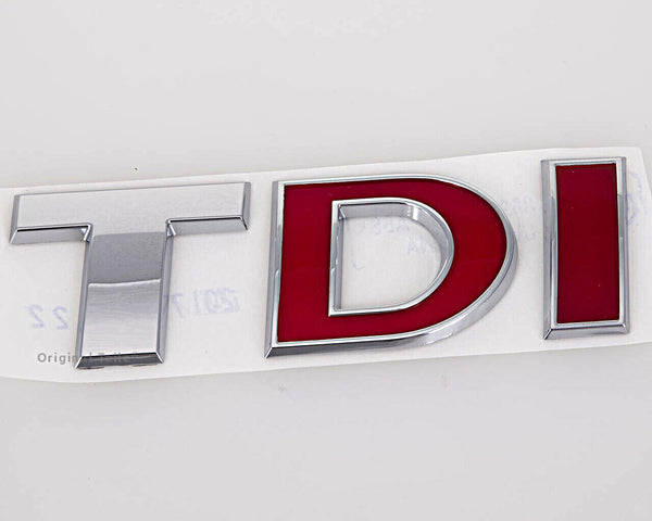 Volkswagen TDI badge - TRANSPORTER + MORE - GENUINE VW - NEW - CHROME + RED 'DI'